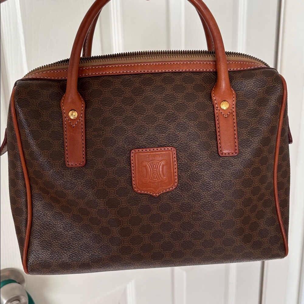 Celine Macadam Monogram Top Handle Boston Bag